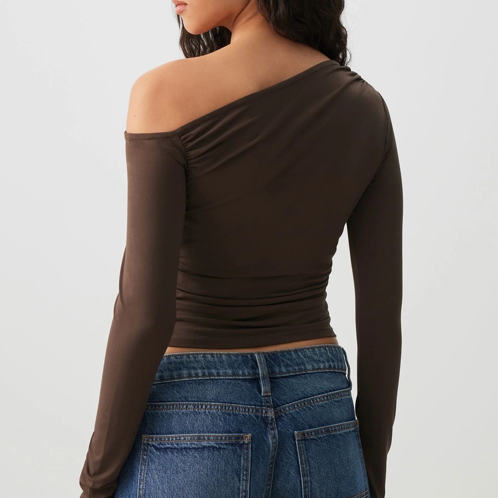 Chic Off-Shoulder Brown Blouse